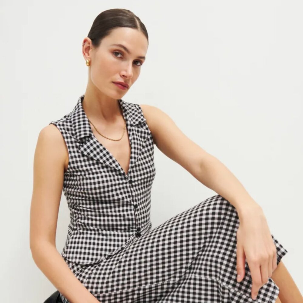 Reformation Button Front Knit Collared Sleeveless… - image 4